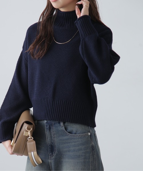 FREE'S MART（フリーズマート）の「鹿の子編みハイネックニット（ニット/セーター・レディース・ブルー系その他/イエロー/ホワイト/グレー・FREE）」の3枚目の写真