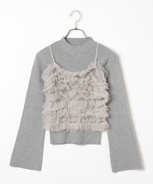 Heather（ヘザー）の「フリルキャミ/ニット2P　283920（ニット/セーター・レディース・グレー/アイボリー/ブラック・FREE）」の5枚目の写真