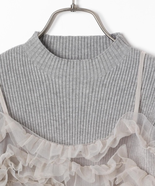 Heather（ヘザー）の「フリルキャミ/ニット2P　283920（ニット/セーター・レディース・グレー/アイボリー/ブラック・FREE）」の7枚目の写真