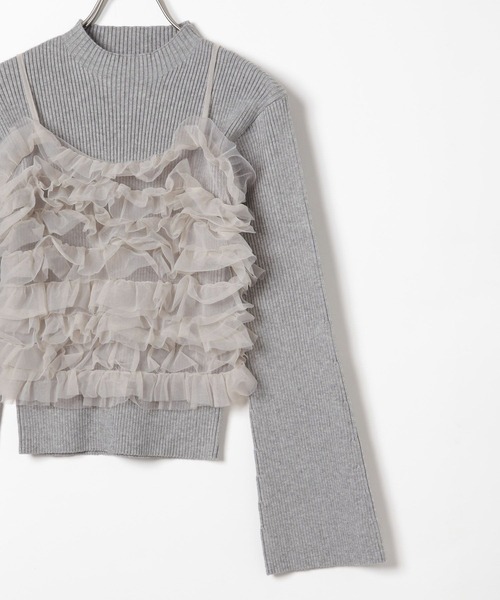 Heather（ヘザー）の「フリルキャミ/ニット2P　283920（ニット/セーター・レディース・グレー/アイボリー/ブラック・FREE）」の9枚目の写真