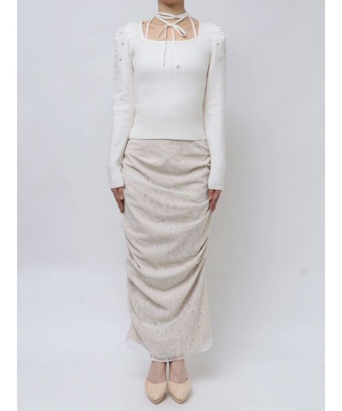 RESEXXY(リゼクシー)の「ショルダービジューチョーカーニットトップス(ニット/セーター・レディース・グレー/ブラック/ホワイト・FREE)」の20枚目の写真