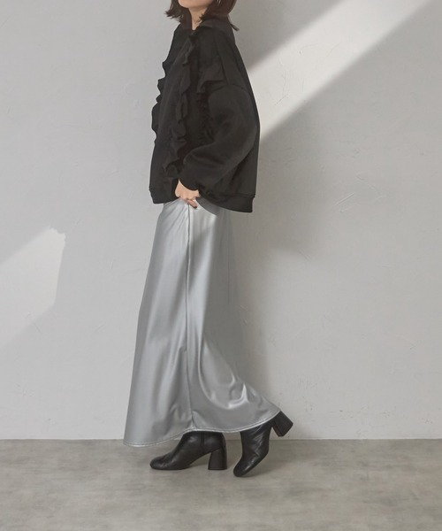 each（イーチ）の「フリル付裏起毛スウェット（スウェット・レディース・グレー/ネイビー/ブラック・FREE）」の10枚目の写真