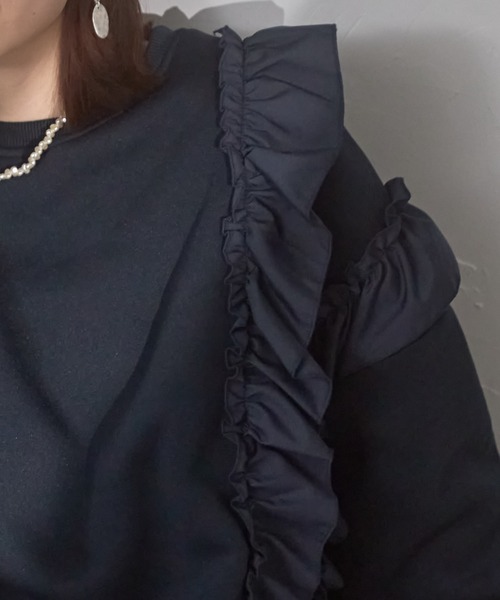 each（イーチ）の「フリル付裏起毛スウェット（スウェット・レディース・グレー/ネイビー/ブラック・FREE）」の22枚目の写真