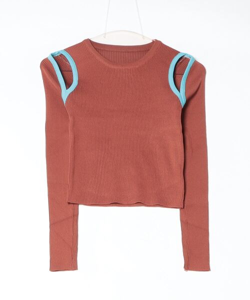 Per sist ence(パーシエンス)の「配色ショルダースリットリブニットカットソー(Tシャツ/カットソー・レディース・ベージュ/ブルー/ブラウン/ホワイト/ブラック・FREE)」の16枚目の写真