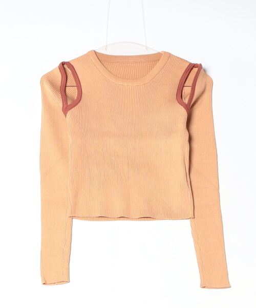 Per sist ence(パーシエンス)の「配色ショルダースリットリブニットカットソー(Tシャツ/カットソー・レディース・ベージュ/ブルー/ブラウン/ホワイト/ブラック・FREE)」の19枚目の写真