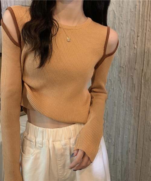 Per sist ence(パーシエンス)の「配色ショルダースリットリブニットカットソー(Tシャツ/カットソー・レディース・ベージュ/ブルー/ブラウン/ホワイト/ブラック・FREE)」の17枚目の写真
