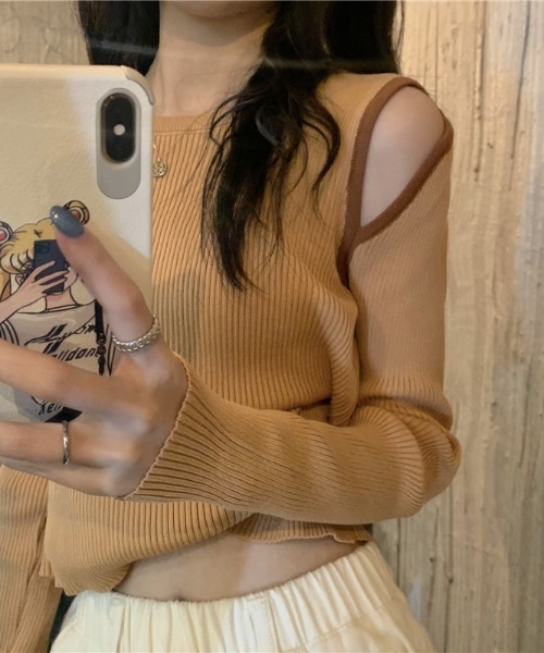 Per sist ence(パーシエンス)の「配色ショルダースリットリブニットカットソー(Tシャツ/カットソー・レディース・ベージュ/ブルー/ブラウン/ホワイト/ブラック・FREE)」の18枚目の写真