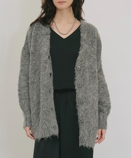 モヘアライクVネックカーディガン