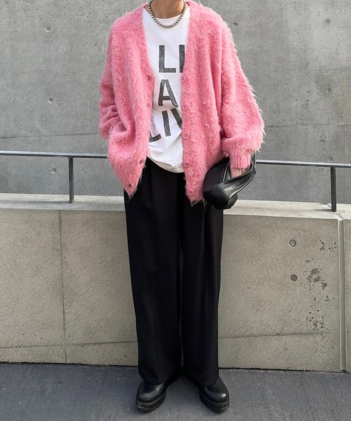 meilmada（メイルマダ）の「モヘアライクVネックカーディガン（カーディガン/ボレロ・レディース・グリーン/ピンク/グレイッシュベージュ・FREE）」の6枚目の写真