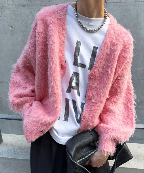 meilmada（メイルマダ）の「モヘアライクVネックカーディガン（カーディガン/ボレロ・レディース・グリーン/ピンク/グレイッシュベージュ・FREE）」の10枚目の写真