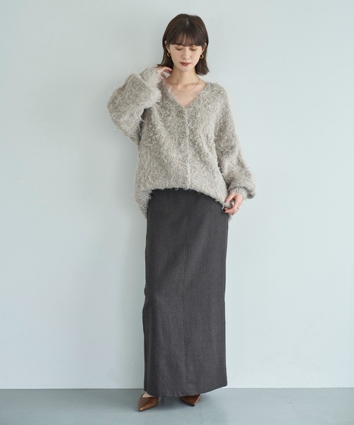 meilmada（メイルマダ）の「モヘアライクVネックカーディガン（カーディガン/ボレロ・レディース・グリーン/ピンク/グレイッシュベージュ・FREE）」の11枚目の写真