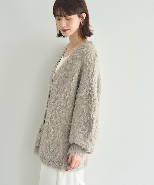 meilmada（メイルマダ）の「モヘアライクVネックカーディガン（カーディガン/ボレロ・レディース・グリーン/ピンク/グレイッシュベージュ・FREE）」の14枚目の写真