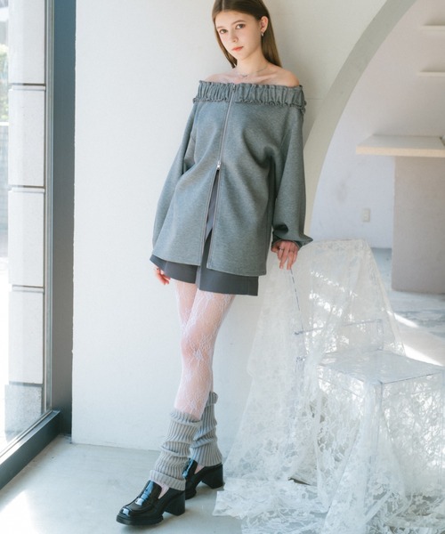 ECREL(エクレール)の「フリルZIPスウェット(スウェット・レディース・グレー/アイボリー・FREE)」の19枚目の写真