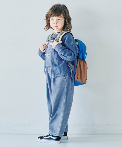 p.premier（ピードットプルミエ）の「【セットアップ可/ジュニア対応】ギンガムチェックとデニムのノーカラーシャツジャケット（ノーカラージャケット・キッズ・ブラック/ネイビー/レッド/グリーン・80/90/100/110/120/130/140）」の10枚目の写真