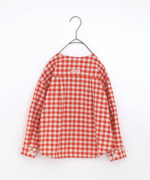 p.premier(ピードットプルミエ)の「【セットアップ可/ジュニア対応】ギンガムチェックとデニムのノーカラーシャツジャケット(ノーカラージャケット・キッズ・ブラック/ネイビー/レッド/グリーン・80/90/100/110/120/130/140)」の17枚目の写真