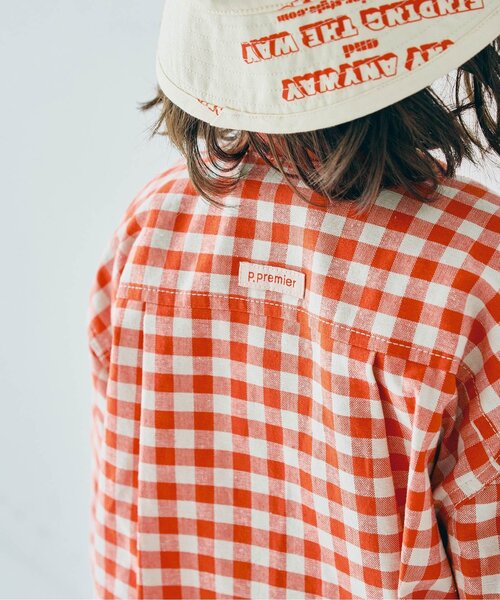 p.premier(ピードットプルミエ)の「【セットアップ可/ジュニア対応】ギンガムチェックとデニムのノーカラーシャツジャケット(ノーカラージャケット・キッズ・ブラック/ネイビー/レッド/グリーン・80/90/100/110/120/130/140)」の20枚目の写真