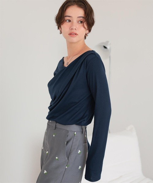 titivate（ティティベイト）の「オフショルダーロングスリーブTシャツ（Tシャツ/カットソー・レディース・オフホワイト/ブラック/杢グレー/オレンジ/ベージュ/ネイビー/オリーブ/ドット/グレー系その他・L/M/S）」の21枚目の写真