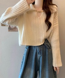 Ritzy（リッツィー）の「ショート丈 キーネックニット セーター（ニット/セーター）」