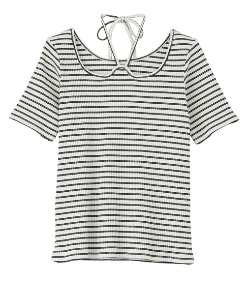 tシャツ バックリボンホルターネックトップス レディース RANAN tシャツ バックリボンホルターネックリブトップス