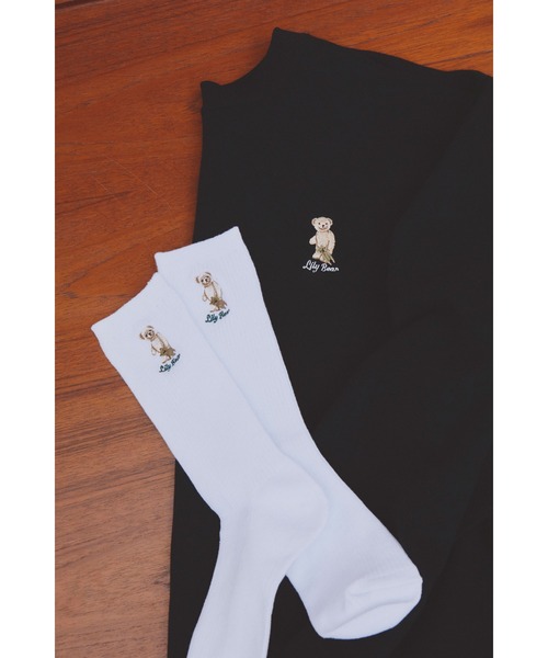 LILY BROWN（リリーブラウン）の「【ZOZO限定アイテム】Lily Bearリブソックス（ソックス/靴下・レディース・グレー/レッド/ホワイト/イエロー/ネイビー・FREE）」の6枚目の写真