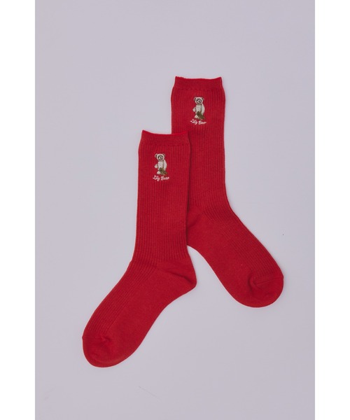 LILY BROWN（リリーブラウン）の「【ZOZO限定アイテム】Lily Bearリブソックス（ソックス/靴下・レディース・グレー/レッド/ホワイト/イエロー/ネイビー・FREE）」の14枚目の写真