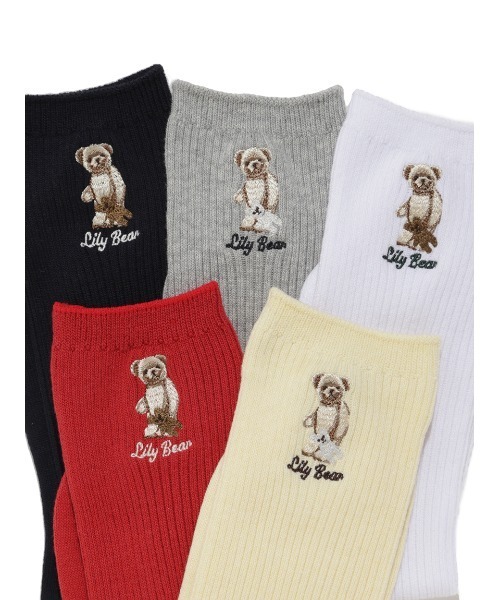 LILY BROWN（リリーブラウン）の「【ZOZO限定アイテム】Lily Bearリブソックス（ソックス/靴下・レディース・グレー/レッド/ホワイト/イエロー/ネイビー・FREE）」の17枚目の写真