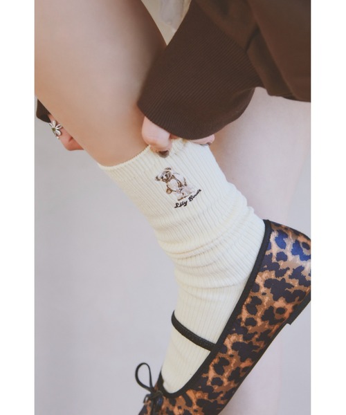 LILY BROWN（リリーブラウン）の「【ZOZO限定アイテム】Lily Bearリブソックス（ソックス/靴下・レディース・グレー/レッド/ホワイト/イエロー/ネイビー・FREE）」の21枚目の写真