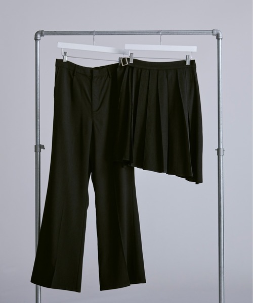 Ellno Loset（エルノロゼット）の「アシメプリーツラップスカート（スカート・メンズ・ブラック・LARGE/MEDIUM）」の4枚目の写真