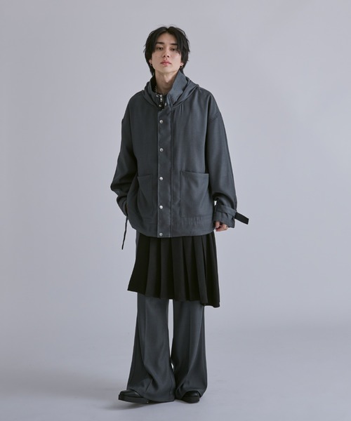 Ellno Loset（エルノロゼット）の「アシメプリーツラップスカート（スカート・メンズ・ブラック・LARGE/MEDIUM）」の2枚目の写真