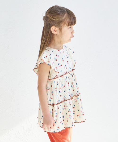 pairmanon（ペアマノン）の「【リンクコーデ】【リブコットン100】配色メロー ティアードチュニック（チュニック・キッズ・グリーン系その他/ホワイト系その他/ブラック系その他/オレンジ系その他/ホワイト系その他2・140/150/100/110/130/120/90）」の17枚目の写真