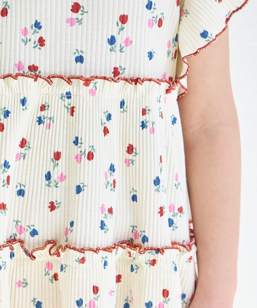 pairmanon（ペアマノン）の「【リンクコーデ】【リブコットン100】配色メロー ティアードチュニック（チュニック・キッズ・グリーン系その他/ホワイト系その他/ブラック系その他/オレンジ系その他/ホワイト系その他2・140/150/100/110/130/120/90）」の18枚目の写真