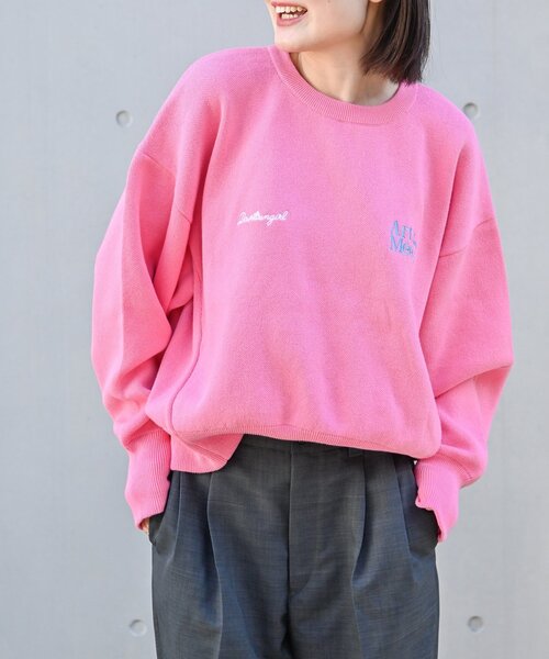 セール】ロゴ刺繍スウェットライクニット（ニット/セーター
