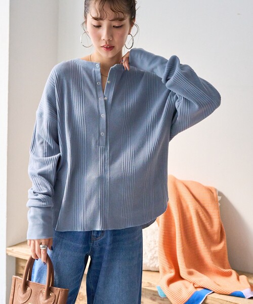 tomo　【美品】　テレコ　ヘンリーネックプルオーバー ADAM ET ROPÉ FEMME(アダム エ ロペ ファム) / トタンテレコヘンリー