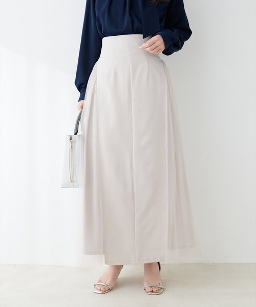 natural couture(ナチュラルクチュール)の「チュールコンビスカート(スカート・レディース・ブラック/グレイッシュベージュ/チャコールグレー・FREE)」の22枚目の写真