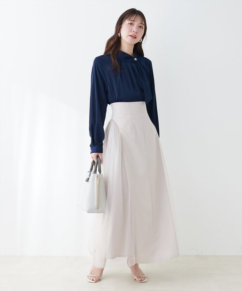 natural couture(ナチュラルクチュール)の「チュールコンビスカート(スカート・レディース・ブラック/グレイッシュベージュ/チャコールグレー・FREE)」の19枚目の写真