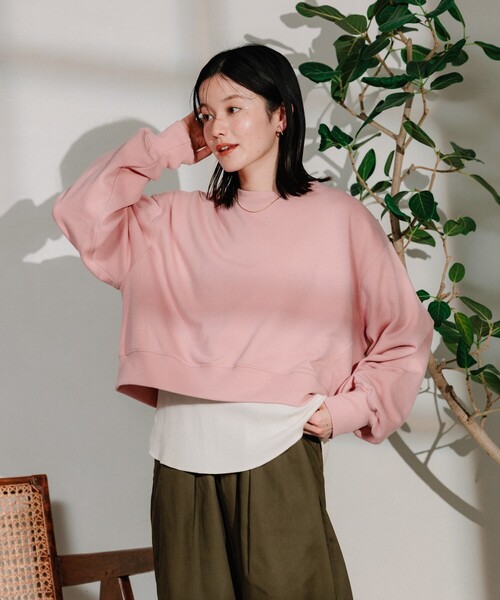 FREAK'S STORE（フリークスストア）の「【セットアイテム】ショートスウェット ワッフルT セット（Tシャツ/カットソー・レディース・ピンク/グレー/チャコール・ﾌﾘ-）」の2枚目の写真