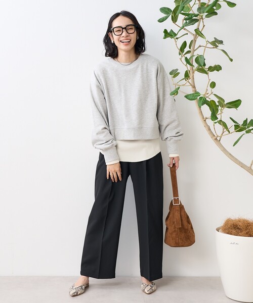 FREAK'S STORE（フリークスストア）の「【セットアイテム】ショートスウェット ワッフルT セット（Tシャツ/カットソー・レディース・ピンク/グレー/チャコール・ﾌﾘ-）」の6枚目の写真