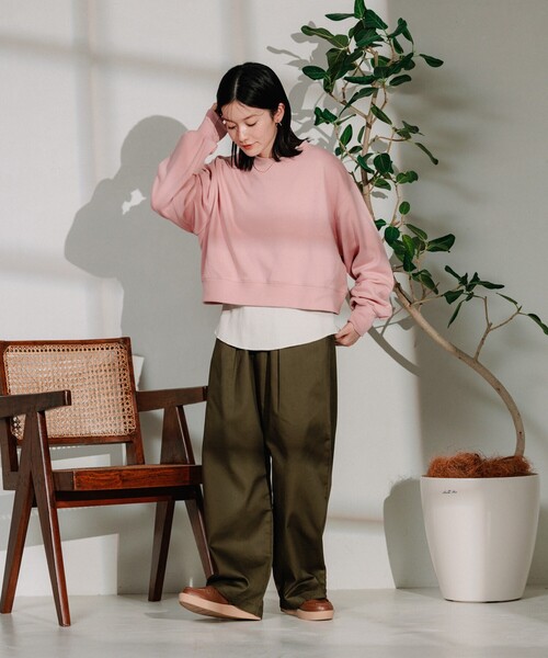 FREAK'S STORE（フリークスストア）の「【セットアイテム】ショートスウェット ワッフルT セット（Tシャツ/カットソー・レディース・ピンク/グレー/チャコール・ﾌﾘ-）」の14枚目の写真