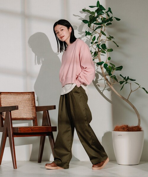 FREAK'S STORE（フリークスストア）の「【セットアイテム】ショートスウェット ワッフルT セット（Tシャツ/カットソー・レディース・ピンク/グレー/チャコール・ﾌﾘ-）」の15枚目の写真