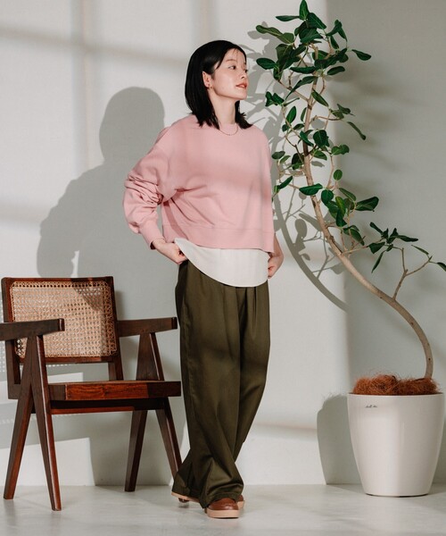 FREAK'S STORE（フリークスストア）の「【セットアイテム】ショートスウェット ワッフルT セット（Tシャツ/カットソー・レディース・ピンク/グレー/チャコール・ﾌﾘ-）」の17枚目の写真