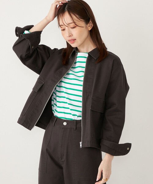 SHIPS Colors(シップス カラーズ)の「SHIPS Colors:〈洗濯機可能〉カラーデニム ジップアップ ブルゾン(デニムジャケット・レディース・ダークグレー/ピンク/オフホワイト・ONE SIZE)」の22枚目の写真
