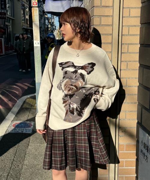 shesame(シーセム)の「jacquard dog knit(ニット/セーター・レディース・アイボリー/ブラウン/ネイビー・LARGE/MEDIUM)」の2枚目の写真