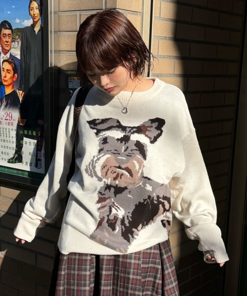shesame(シーセム)の「jacquard dog knit(ニット/セーター・レディース・アイボリー/ブラウン/ネイビー・LARGE/MEDIUM)」の19枚目の写真
