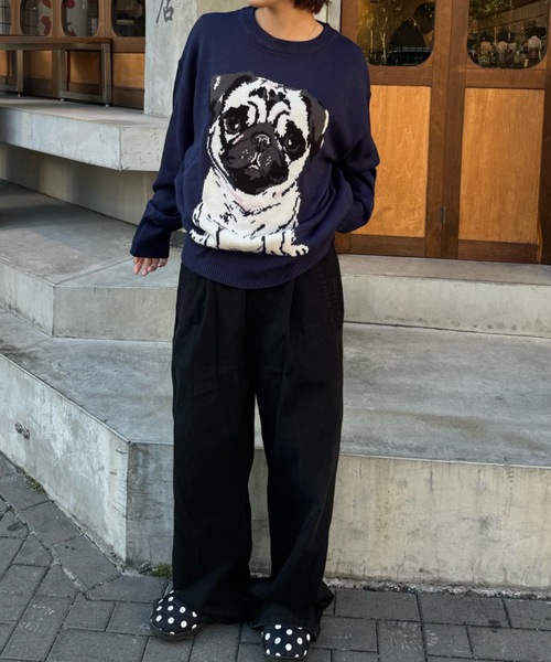 shesame(シーセム)の「jacquard dog knit(ニット/セーター・レディース・アイボリー/ブラウン/ネイビー・LARGE/MEDIUM)」の12枚目の写真