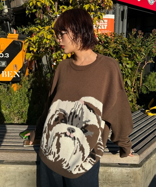 shesame(シーセム)の「jacquard dog knit(ニット/セーター・レディース・アイボリー/ブラウン/ネイビー・LARGE/MEDIUM)」の20枚目の写真