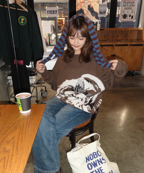 shesame(シーセム)の「jacquard dog knit(ニット/セーター・レディース・アイボリー/ブラウン/ネイビー・LARGE/MEDIUM)」の14枚目の写真