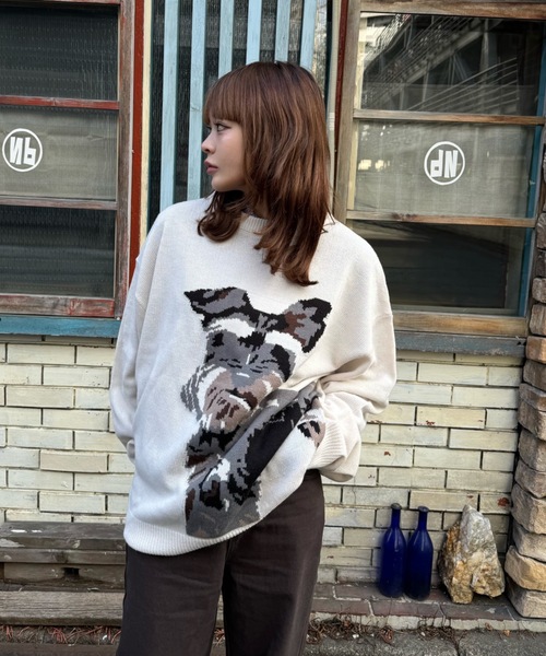 shesame(シーセム)の「jacquard dog knit(ニット/セーター・レディース・アイボリー/ブラウン/ネイビー・LARGE/MEDIUM)」の17枚目の写真