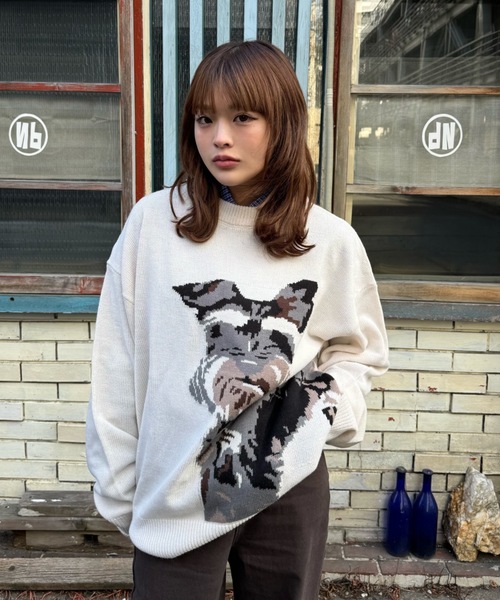 shesame(シーセム)の「jacquard dog knit(ニット/セーター・レディース・アイボリー/ブラウン/ネイビー・LARGE/MEDIUM)」の6枚目の写真
