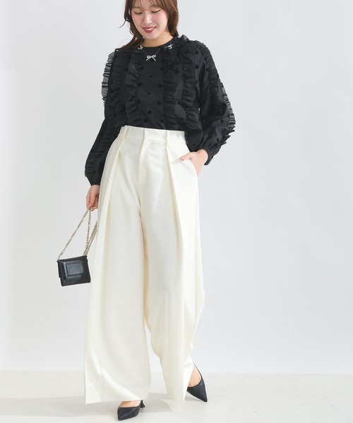 PICCIN PERLA(ピッチンペルラ)の「【セットアップ可能】シアードットフリルブラウス(シャツ/ブラウス・レディース・オフホワイト/ブラック・M)」の16枚目の写真