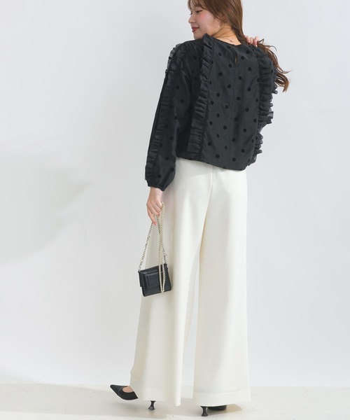 PICCIN PERLA(ピッチンペルラ)の「【セットアップ可能】シアードットフリルブラウス(シャツ/ブラウス・レディース・オフホワイト/ブラック・M)」の18枚目の写真